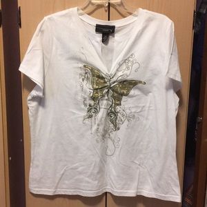 Venezia Butterfly Print Embellished Tee